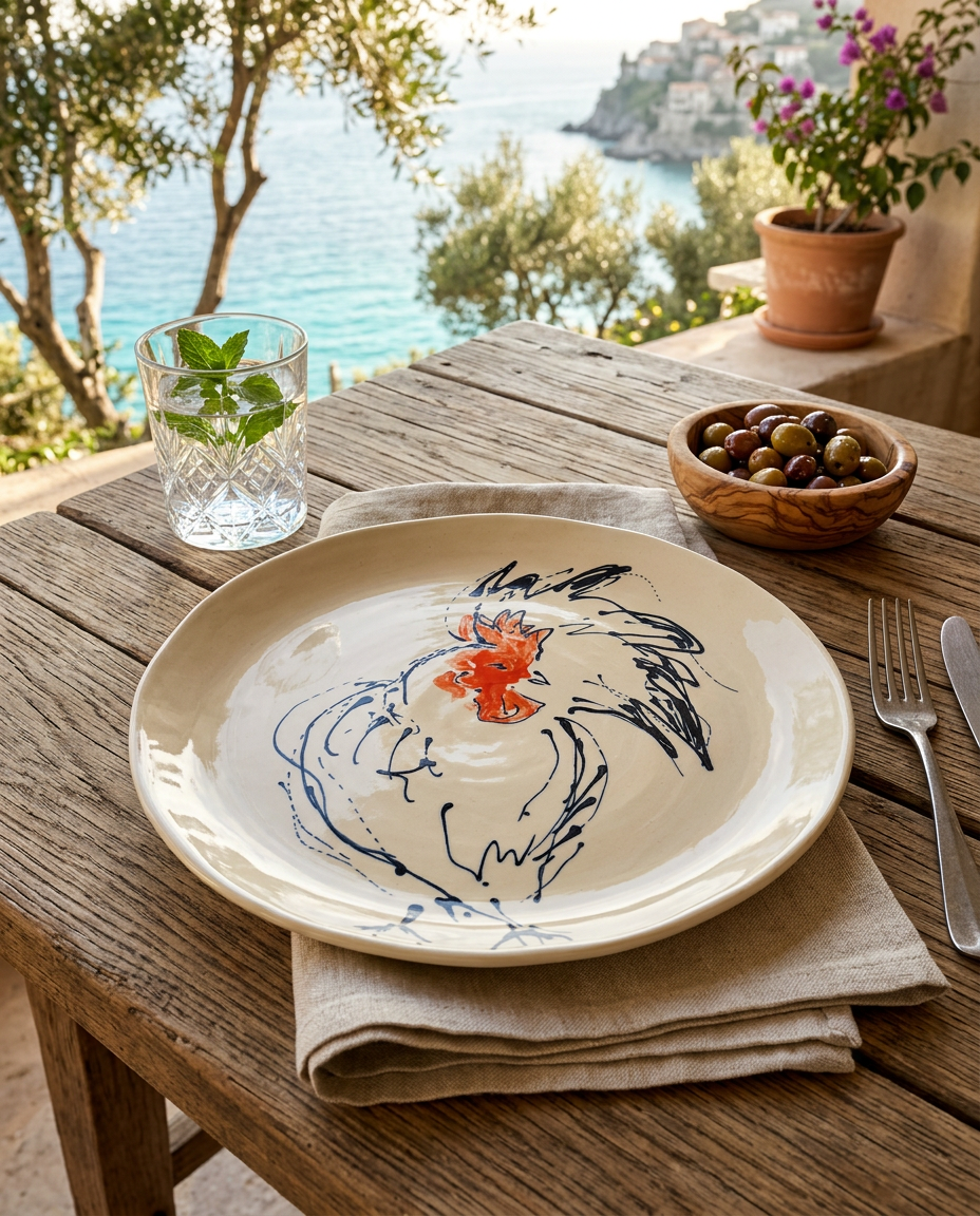 Hand-Painted Rooster Plate